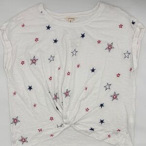 Lucky Brand Star Embroidered Twist Front T-Shirt